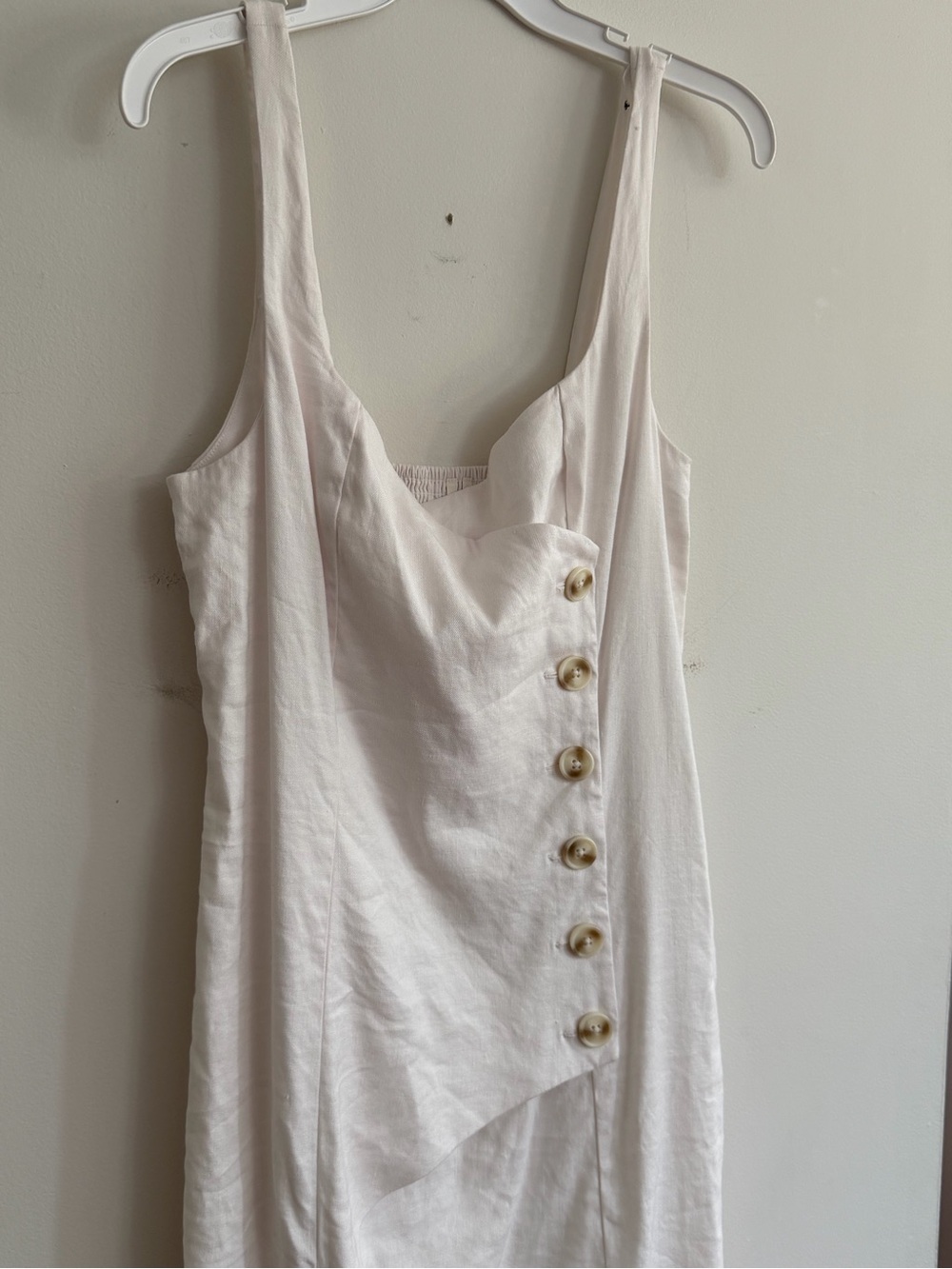 Anthropologie Sleeveless Square-Neck Linen Button Wrap Midi Dress Medium - Picture 4 of 14